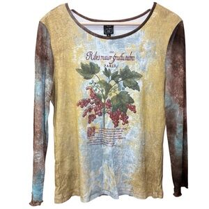 y2k Euro girl mesh sleeved neutral top, large